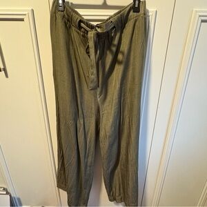 Women’s Wide Leg Green Drawstring Pants